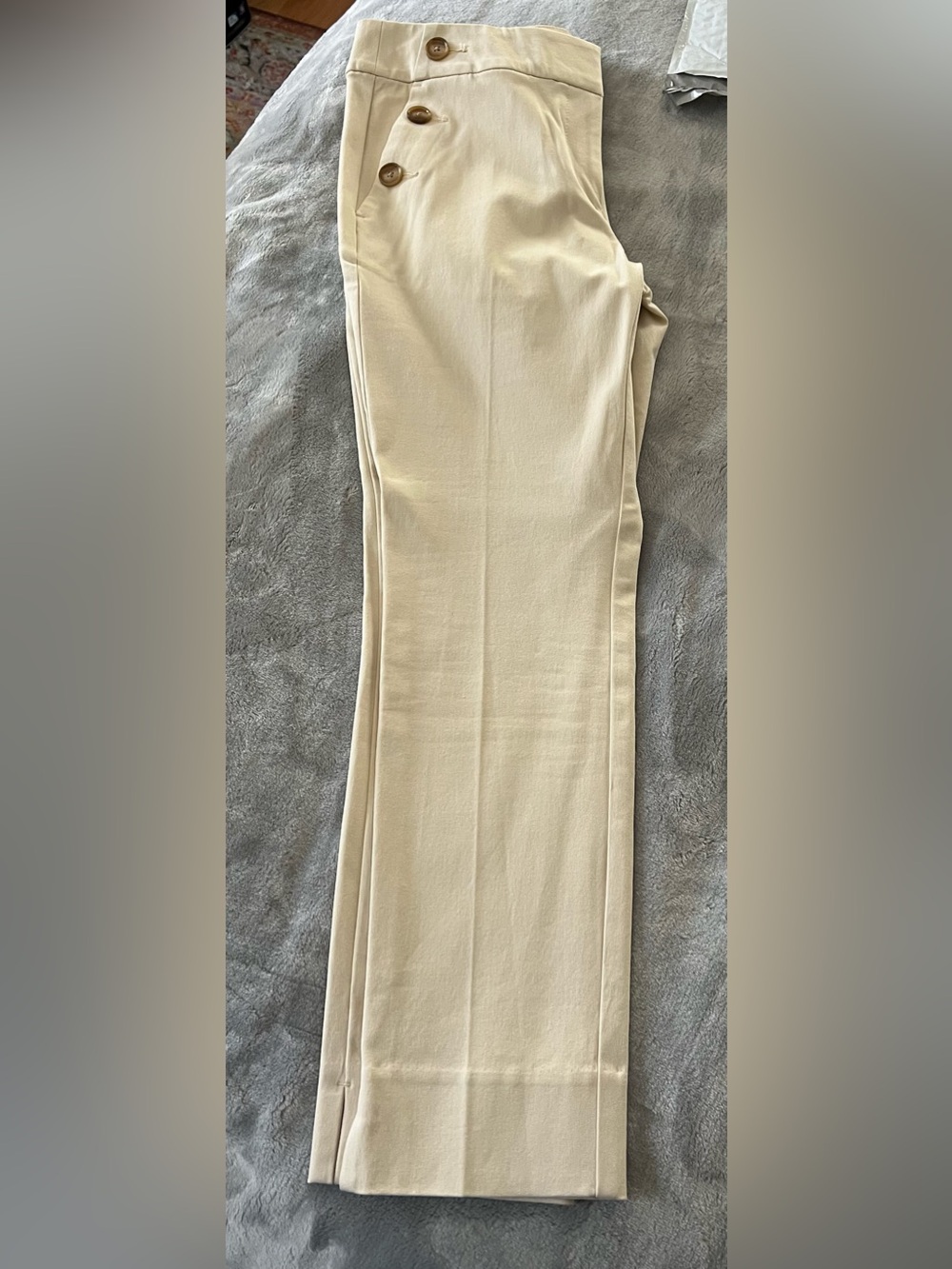 LOFT Petite Cream/Tan Waistband Trousers